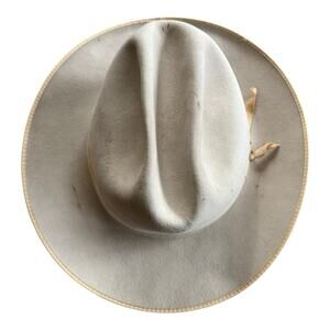 Vintage John B. Stetson Cream Colored 4X Beaver Open Road Cowboy Hat 7 1/4